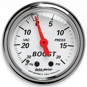 AutoMeter 1372 Arctic White 2-1/16" Boost/Vacuum Gauge, 30in HG / 20 PSI Mechanical