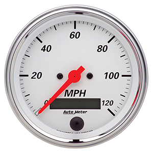 AutoMeter 1380 Arctic White 3-3/8" Air-Core Speedometer Gauge, 0-120 MPH Electrical