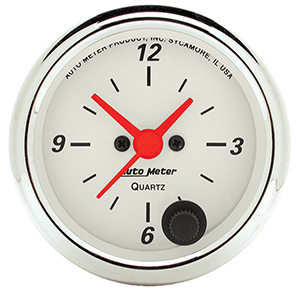 AutoMeter 1385 Arctic White 2-1/16" Quartz 12 Hour Clock Gauge Electrical