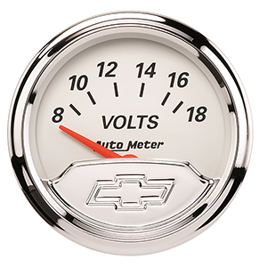 AutoMeter 1391-00408 Chevy Vintage Electric 2-1/16" Air-Core Voltmeter Gauge, 8-18V