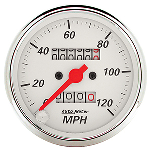AutoMeter 1396 Arctic White 3-1/8" Speedometer Gauge, 0-120 MPH Mechanical