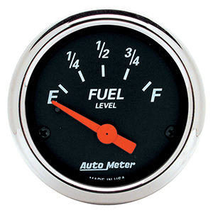 AutoMeter 1425 Designer Black Electric 2-1/16" Air-Core Fuel Level Gauge, 0-30 Ohms