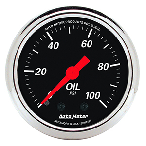AutoMeter 1429 Designer Black Mechanical 2-1/16" Oil Pressure Gauge, 0-100 PSI