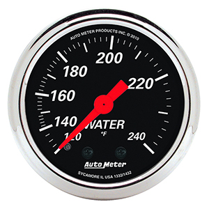 AutoMeter 1432 Designer Black Mechanical 2-1/16" Water Temperature Gauge, 120-240 f