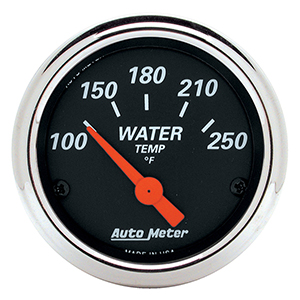 AutoMeter 1436 Designer Black Electric 2-1/16" Air-Core Water Temperature Gauge, 100-250 f
