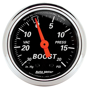 AutoMeter 1471 Designer Black Mechanical 2-1/16" Boost/Vacuum Gauge, 30in HG / 20 PSI