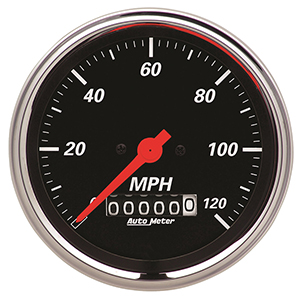AutoMeter 1479 Designer Black Electric 3-3/8" Air-Core Speedometer Gauge, 0-120 MPH