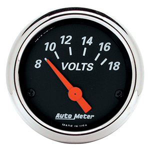 AutoMeter 1483 Designer Black Electric 2-1/16" Air-Core Voltmeter Gauge, 8-18V