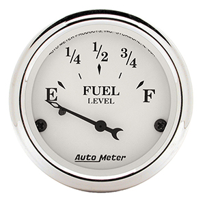 AutoMeter 1605 Old Tyme White 2-1/16" Air-Core Fuel Level Gauge, 73-10 Ohms Electric