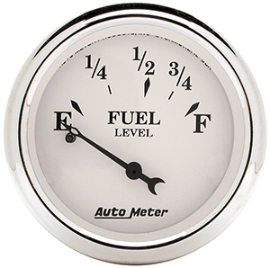 AutoMeter 1607 Old Tyme White 2-1/16" Air-Core Fuel Level Gauge, 0-30 Ohms Electric