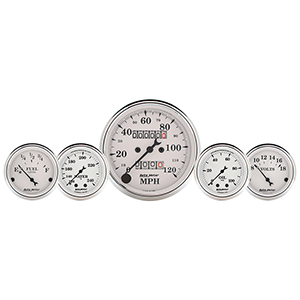 AutoMeter 1611 Old Tyme White 3-1/8" & 2-1/16" 5pc. Mechanical Speedometer Gauge Set