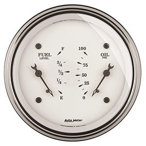 AutoMeter 1613 Old Tyme White 3-3/8" Air-Core Dual Gauge, 100 PSI / 240-33 Ohms Electric