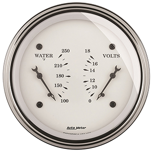 AutoMeter 1630 Old Tyme White 3-3/8" Air-Core Dual Gauge, 100-250 F / 8-18V Electric