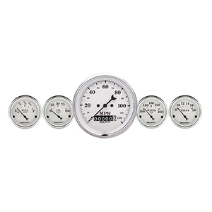 AutoMeter 1640 Old Tyme White 3-1/8" & 2-1/16" 5pc. Electric Speedometer Gauge Set