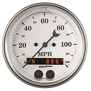 AutoMeter 1649 Old Tyme White 3-3/8" Air-Core GPS Speedometer Gauge, 0-120 MPH Electric
