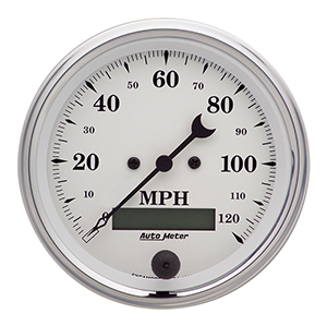 AutoMeter 1680 Old Tyme White 3-3/8" Air-Core Speedometer Gauge, 0-120 MPH Electric