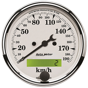 AutoMeter 1688-M Old Tyme White 3-1/8" Air-Core Speedometer Gauge, 0-190 KPH Electric