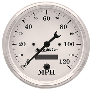 AutoMeter 1689 Old Tyme White 5" Air-Core Speedometer Gauge, 0-120 MPH Electric