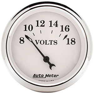 AutoMeter 1692 Old Tyme White 2-1/16" Air-Core Voltmeter Gauge, 8-18V Electric