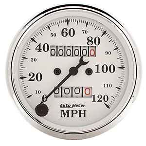 AutoMeter 1693 Old Tyme White 3-1/8" Air-Core Speedometer Gauge, 0-120 MPH Mechanical