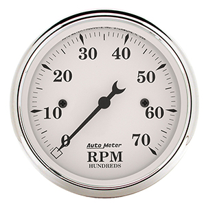 AutoMeter 1695 Old Tyme White 3-1/8" Air-Core In-Dash Tachometer Gauge, 0-7,000  RPM Electric