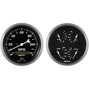 AutoMeter 1703 Old Tyme Black 5" Quad & Speedometer 2pc. Gauge Kit, 240-33 Ohms Electric