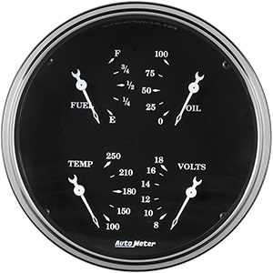 AutoMeter 1710 Old Tyme Black 5" Quad Gauge, 240-33 Ohms Electric