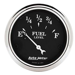 AutoMeter 1718 Old Tyme Black 2-1/16" Air-Core Fuel Level Gauge, 0-30 Ohms Electric