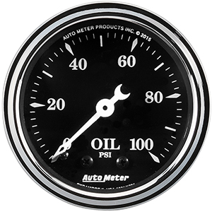 AutoMeter 1721 Old Tyme Black 2-1/16" Oil Pressure Gauge, 100 PSI Mechanical