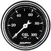AutoMeter 1721 Old Tyme Black 2-1/16" Oil Pressure Gauge, 100 PSI Mechanical