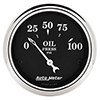 AutoMeter 1727 Old Tyme Black 2-1/16" Air-Core Oil Pressure Gauge, 0-100 PSI Electric