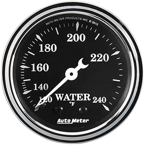 AutoMeter 1733 Old Tyme Black 2-1/16" Water Temperature Gauge, 120-240 F Mechanical