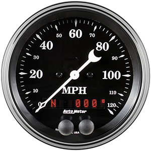 AutoMeter 1749 Old Tyme Black 3-3/8" GPS Speedometer Gauge, 0-120 MPH Electric