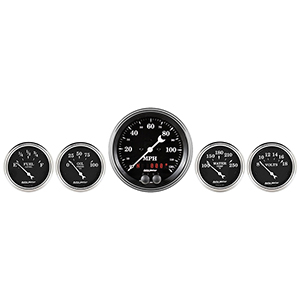 AutoMeter 1750 Old Tyme Black 3-1/8" & 2-1/16" 5pc. GPS Speedometer Gauge Set