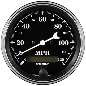 AutoMeter 1780 Old Tyme Black 3-3/8" Speedometer Gauge with LCD Odometer, 0-120 MPH Electric