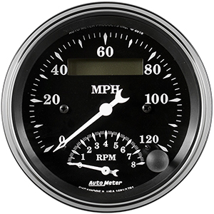 AutoMeter 1781 Old Tyme Black 3-3/8" Tachometer/Speedometer Gauge, 120 MPH / 8,000  RPM Electric