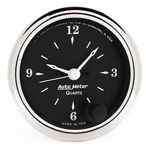 AutoMeter 1785 Old Tyme Black 2-1/16" Quartz 12 Hour Clock Gauge Electric