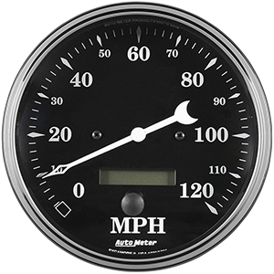 AutoMeter 1789 Old Tyme Black 5" Speedometer Gauge with LCD Odometer, 0-120 MPH Electric