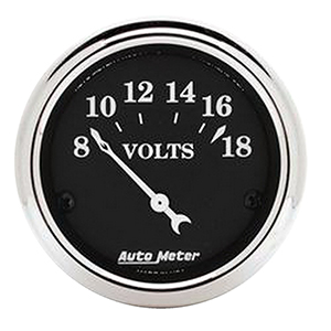 AutoMeter 1791 Old Tyme Black 2-1/16" Air-Core Voltmeter Gauge, 8-18V Electric