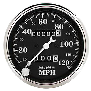 AutoMeter 1796 Old Tyme Black 3-1/8" Speedometer Gauge, 0-120 MPH Mechanical