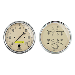 AutoMeter 1803 Antique Beige 5" 2pc Gauge Kit, Quad & Speedometer, 240-33 Ohms Electrical
