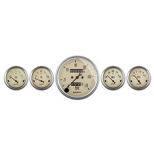 AutoMeter 1808 Antique Beige 3-1/8" & 2-1/16" 5pc Gauge Kit, Mechanical Speedometer Mechanical