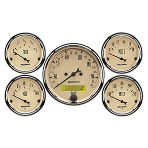 AutoMeter 1809-M Antique Beige 3-1/8" & 2-1/16" 5pc Gauge Kit, Speedometer Electrical