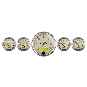AutoMeter 1809 Antique Beige 3-1/8" & 2-1/16" 5pc Gauge Kit, Speedometer Electrical