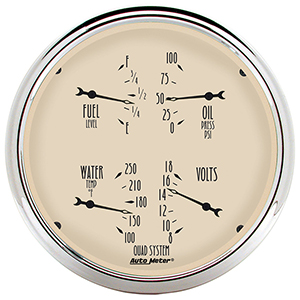 AutoMeter 1810 Antique Beige 5" Air-Core Quad Gauge, 240-33 Ohms Electrical