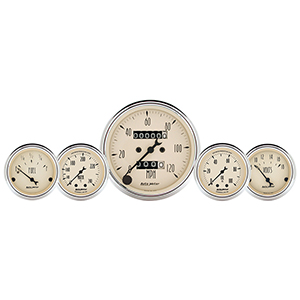 AutoMeter 1811 Antique Beige 3-1/8" & 2-1/16" 5pc Gauge Kit, Speedometer Mechanical