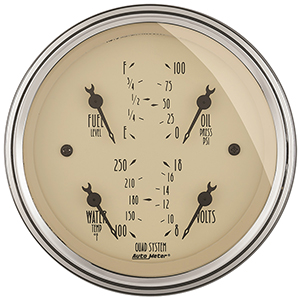 AutoMeter 1812 Antique Beige 3-3/8" Air-Core Quad Gauge, 240-33 Ohms Electrical