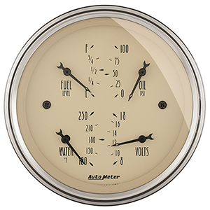 AutoMeter 1814 Antique Beige 3-3/8" Air-Core Quad Gauge, 0-90 Ohms Electrical