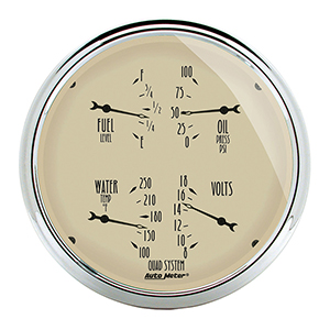 AutoMeter 1819 Antique Beige 5" Air-Core Quad Gauge, 0-90 Ohms Electrical