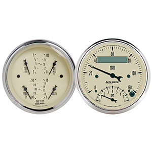 AutoMeter 1820 Antique Beige 3-3/8" Air-Core 2pc Gauge Kit, 240-33 Ohms Electrical